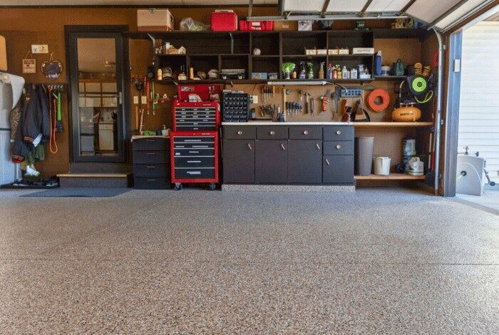 Residential Garage Floor Coating Contractor Installed Epoxy Flake Polyaspartic Flooring