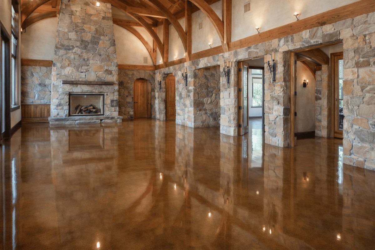 stained concrete interior residential home floor finish