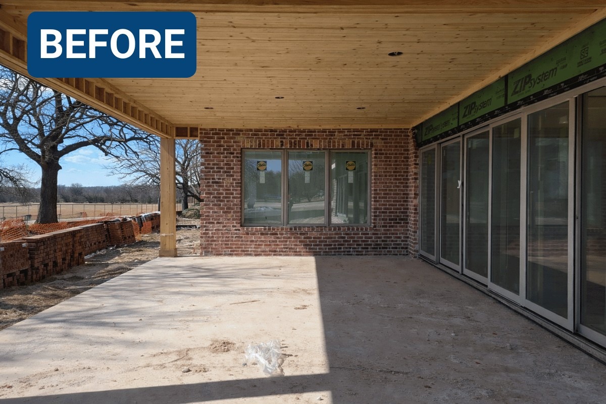 stained concrete patio BEFORE photo in OKC by Luxe Concrete Coatings