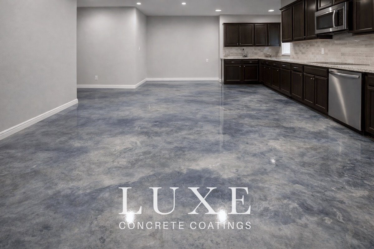 stained concrete interior office floors light grey and blue