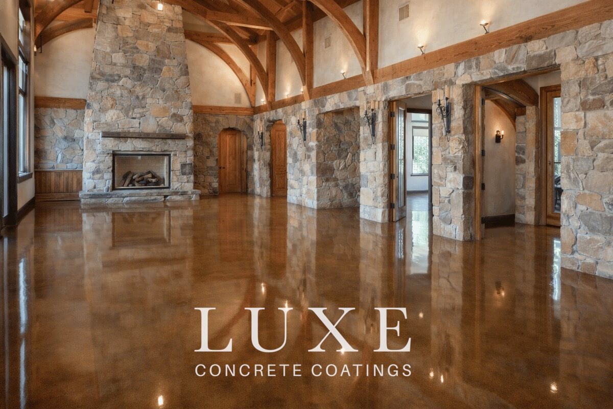 stained concrete interior residential home floor finish